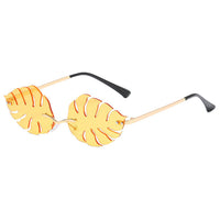 Steampunk sunglasses ladies mirror retro frameless leaves sunglasses